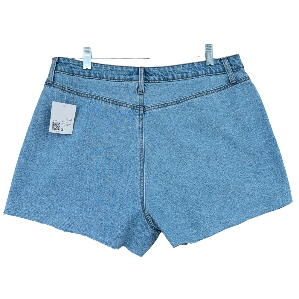 Forever 21 Cut-off Denim Shorts Womens 31‎ 100% Cotton Blue High Rise Raw Hem